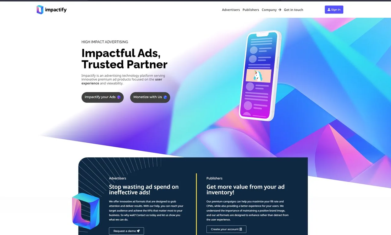 Impactify public website archived in the earlier portfolio